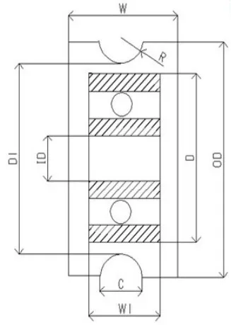 Il cuscinetto in nylon di plastica incapsulato con scanalatura a u è incorporato 5x24 x 7u-shaped groove injection pulley