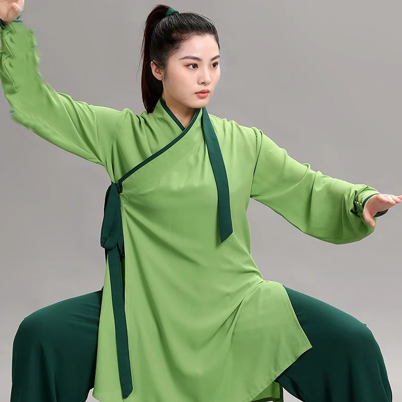 Kobiet i mężczyzn Tai Chi jednolite chiński styl odzież Kung Fu koszula z długim rękawem i spodnie Unisex dwuczęściowy garnitur luźne Wushu garnitur