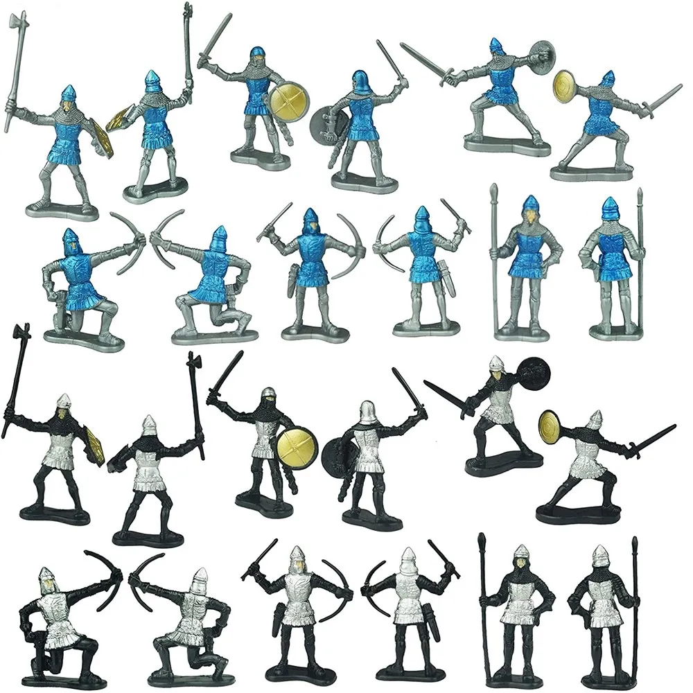 Plástico Idade Média Figuras Set para Crianças, Soldado Cavaleiro Cavalos, Brinquedos do Exército, Guerreiros, Modelo Medieval, Meninos Presente, 56Pcs