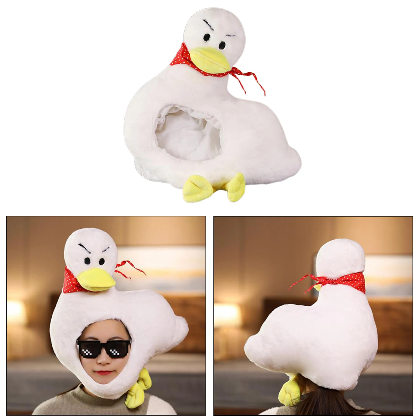 Funny Cute Soft Warm Winter Plush Duck Hat Holiday Party Headwear Cap Beanie Hat Kids Adults Gifts One Size Halloween Costume