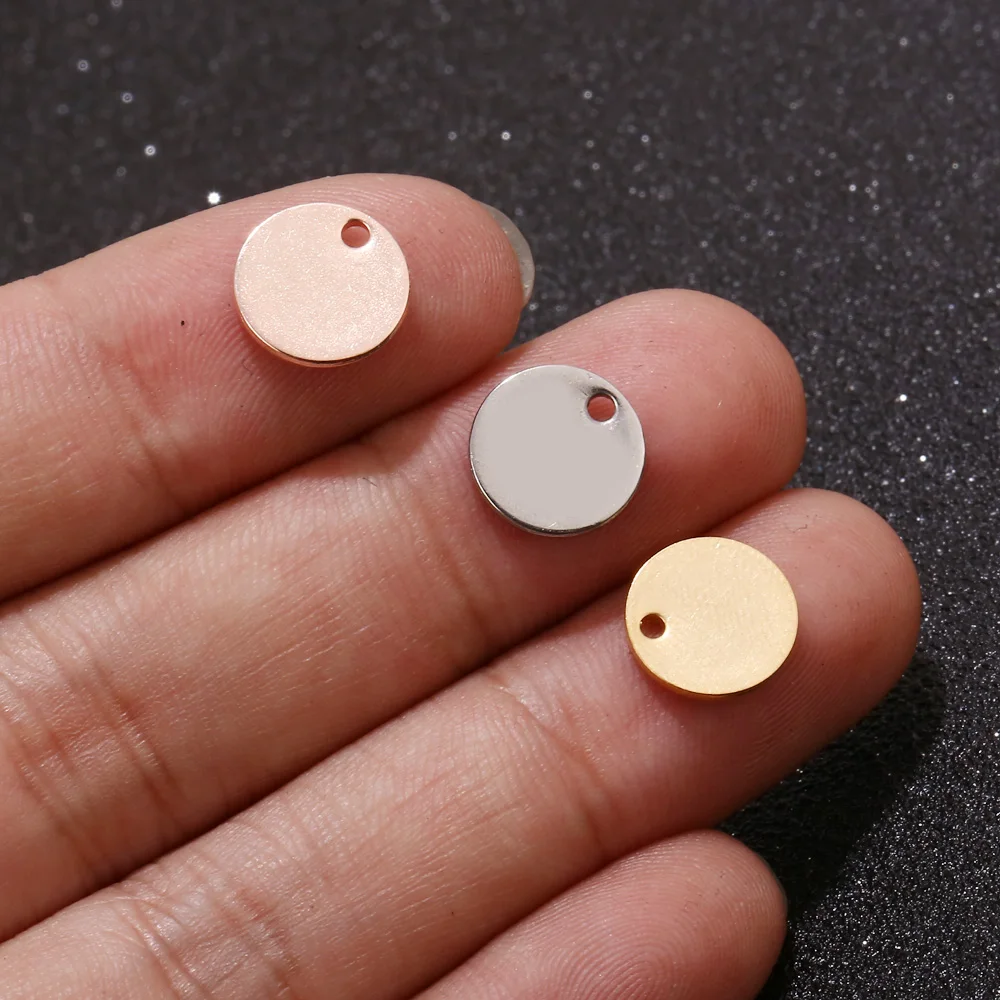 80pcs/lot Stainless Steel 8mm/10mm Stamping Blank Circle Charms Findings