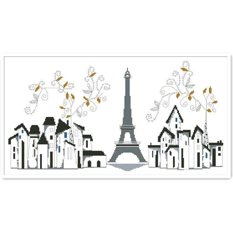 Paris tower cross stitch package simple street 18ct 14ct 11ct white fabric cotton silk thread embroidery DIY handmade needlework