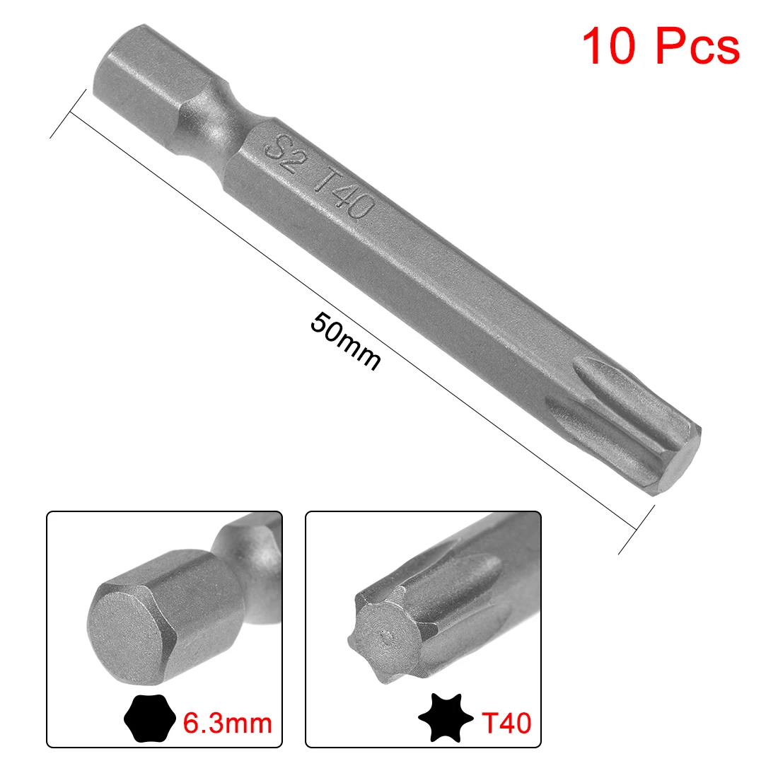 uxcell 10pcs T40 Magnetic Torx Head Screwdriver Bits 50mm Long 1/4