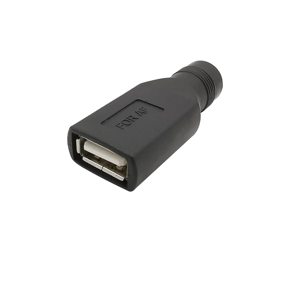 Adaptador USB a DC 2,0 hembra a conector hembra de 5,5x2,1mm, convertidor de enchufe de alimentación de 5V CC, adaptador de cargador de ordenador portátil