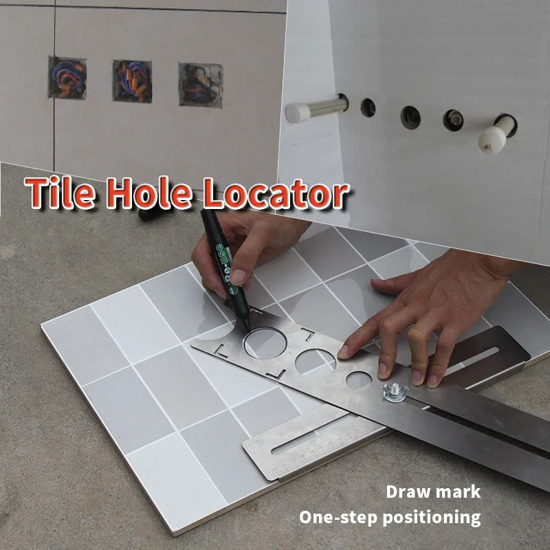 Tile Hole Opening Locator Stainless Steel Adjustable Hole Punching Positioner Glass Tile Wall Hole Positioning Marking Tool