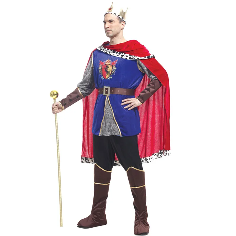 

S-M Adult Medieval Cosplay Man Halloween King Costumes Purim Carnival Parade Masquerade Stage Show Nightclub Bar Role Play Dress