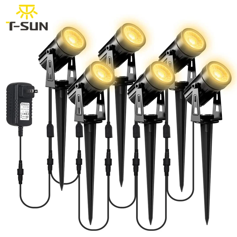 T-Sunrise COB Garden Lawn Lamp Light EU/UK/US Plug Outdoor LED Spike Light Path Landscape Lighting IP65 Waterproof Spotlights