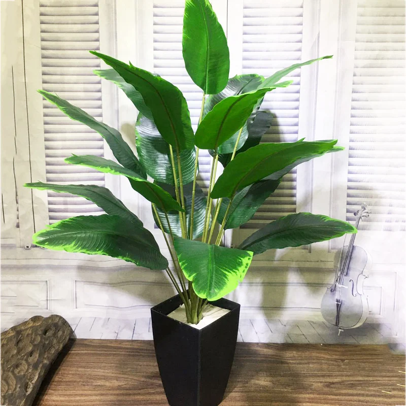 

85cm 18 Heads Tropical Monstera Large Artificial Palm Plants Plastic Leaves Branches Fake Banana Tree For Home Garden Room Decor