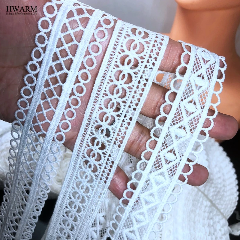 10yard New white water soluble bar code milk silk embroidery lace DIY african lace fabric trim sewing wedding dress accessories