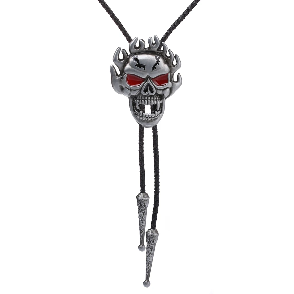 

Flame ghost head bolo tie western accessories fashion metal tie clip fashion tie western cowboy bolo tie