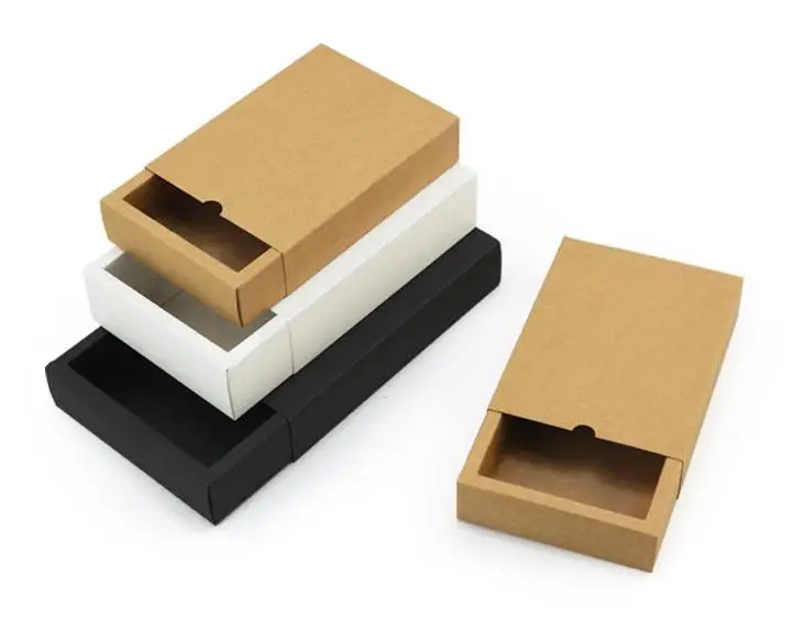 

Kraft Paper Box Black White Paper Drawer BoxTea Gift Underwear Biscuit Packaging Carton Can Be Customized 28x14x5cm Wholesale