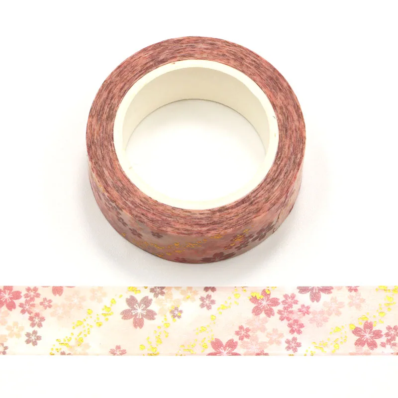 NEW 10pcs/Lot Decorative Cute Cherry Blossom Foil Washi Tapes DIY Scrapbooking Planner Adhesive Masking Tape School Supplies