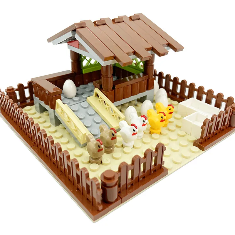 MOC Bauernhof Tiere Bausteine Stadt ChickenCoop Hen House Spielzeug DIY Blöcke Spielzeug für Kinder Jungen Mädchen Geschenk Juguetes Kinder Spielzeug – Detail 1