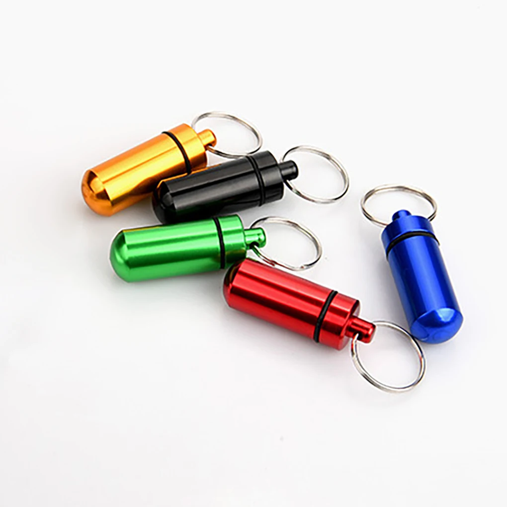 Mini Waterproof Aluminum Pill Box Case Bottle Cache Drug Holder Container Keychain Medicine Box Health Care Airtight Storage