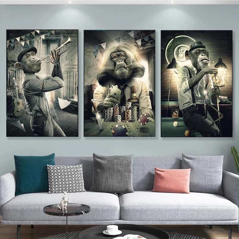 

Modern Animal Canvas Painting Graffiti Art Monkey Posters and Prints Cuadros Wall ArtPictures for Living Room Decor