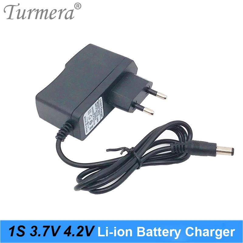 Turmera 3.7V 4.2V Li-ion Charger 1A 18650 Lithium Battery Charger DC5.5*2.1MM for 3.6V 4.2V Screwdriver Battery Pack Use EU Plug