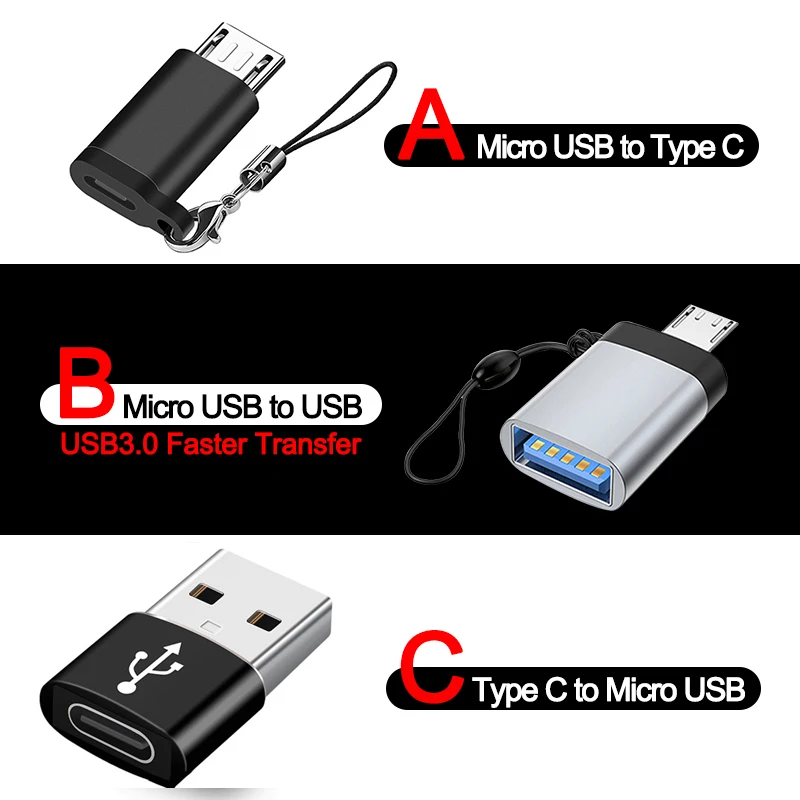 USB To Type C Adapter Micro USB Male To Type c USB 3.0 Female For Samsung For MacBook Phone Charger Conventor USBC OTG Connector