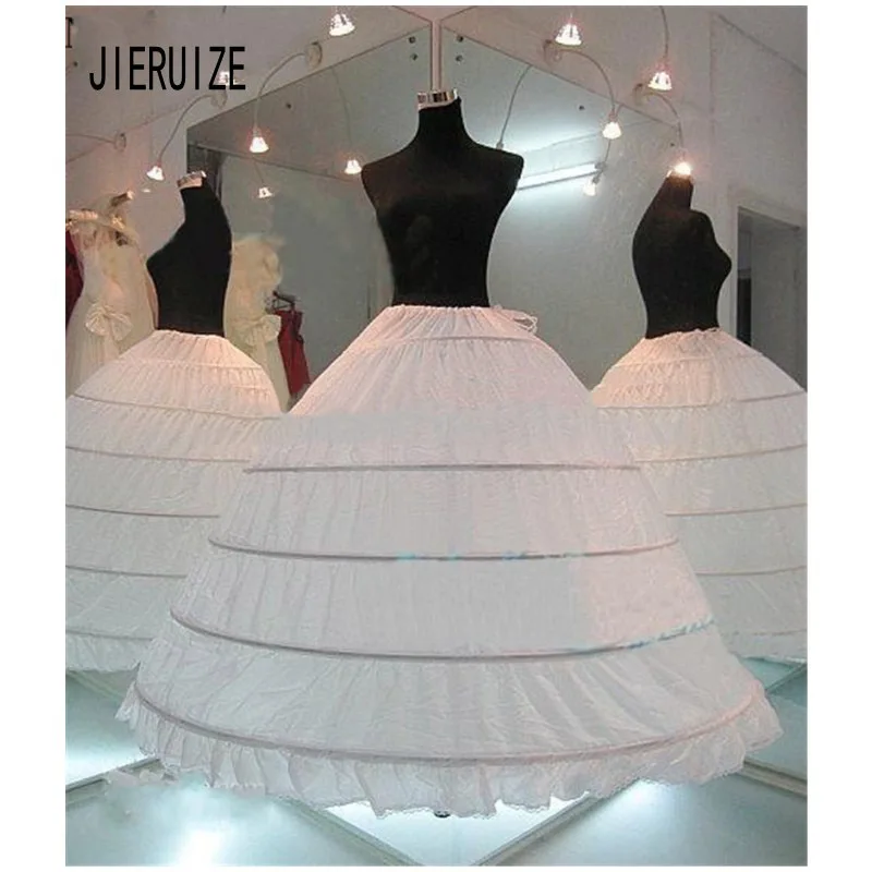 JIERUIZE White 6 Hoops Petticoats Bustle Ball Gown Wedding Dress Underskirt Bridal Crinolines In Stock