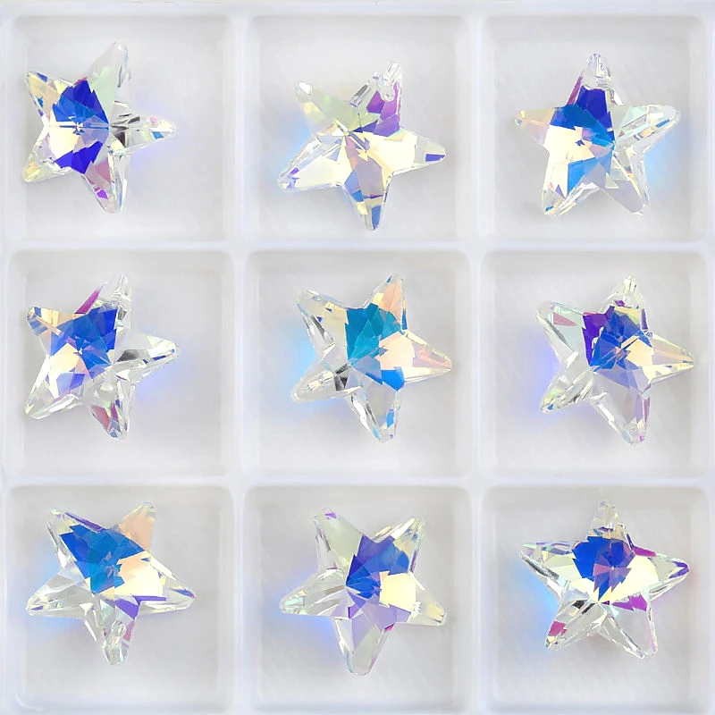 15PCS 18mm Luxus Kristall Perlen AB Farbe Glas Perlen für Schmuck Machen Liefert STERN Form Schmuck Perlen Anhänger DIY Ohrringe – Detail 12