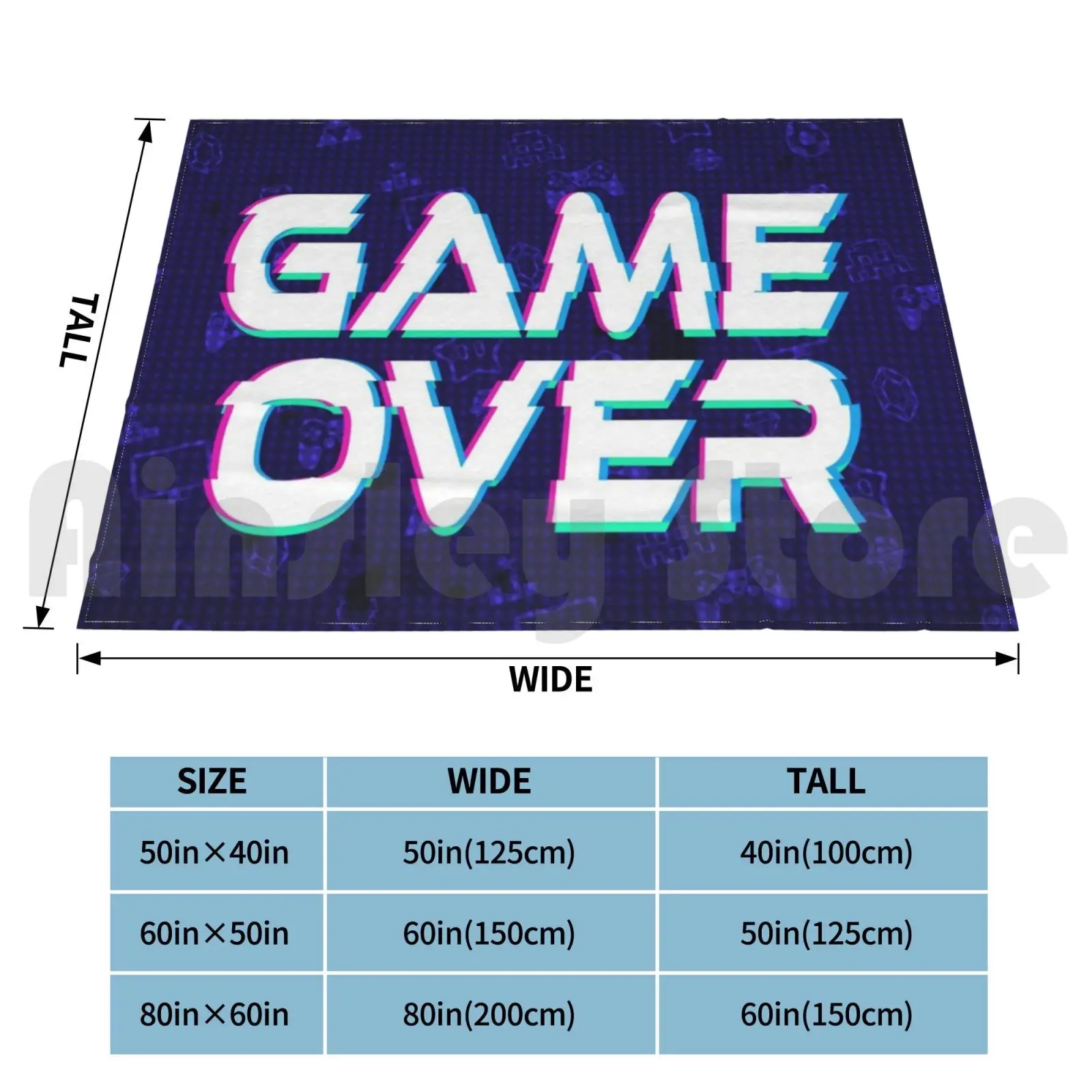 Game Over Blanket For Sofa Bed Travel Gaming Ps4 Invaders Yoshi Graphic Design Greyphix