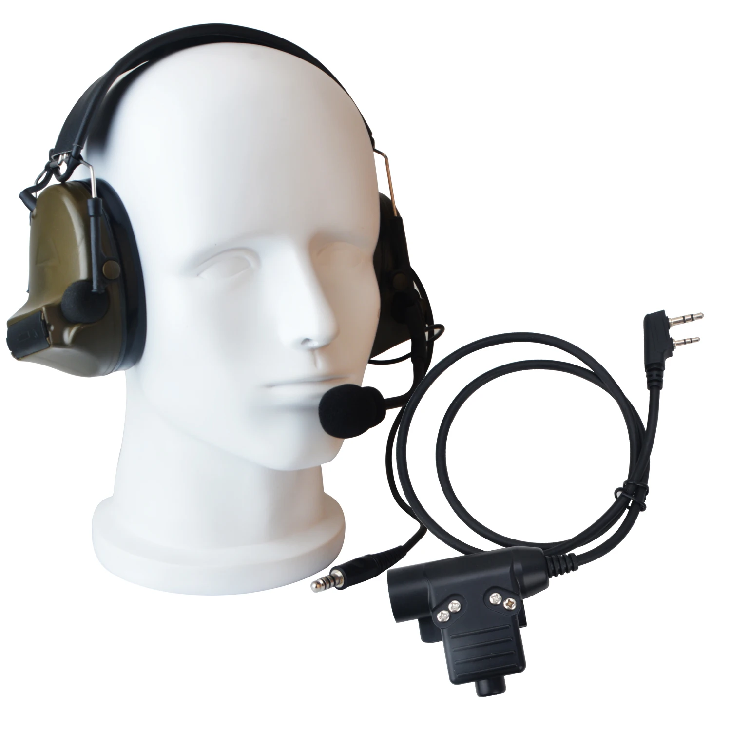 

Baofeng Walkie Talkie Noise Reduction Airsoft Tactical Helmet Headset with U94 PTT Button K Plug Adapter for Hunting