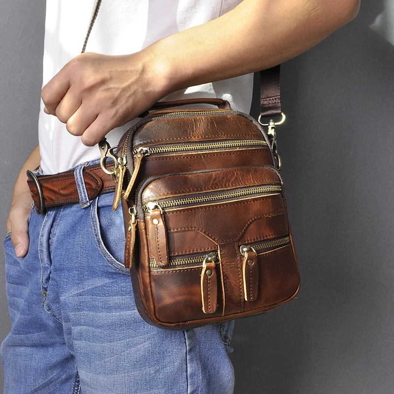 Quality Original Leather Male Casual Shoulder Messenger bag Fashion Cross-body Bag 8\