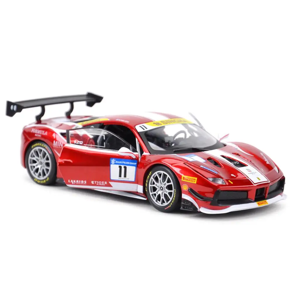 Bburago 1:24 Ferrari 488 mücadelesi 2017 Formula yarış spor araba statik döküm araçları koleksiyon Model oyuncak arabalar