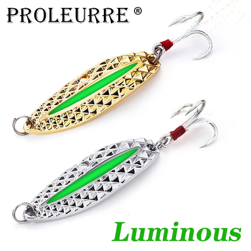 1Pcs 7g/10g/15g Metal VIB Golden Silver Luminous Leech fidget Spinners Spoon Angling Hard Baits Night FishingTackle Fishing Lure