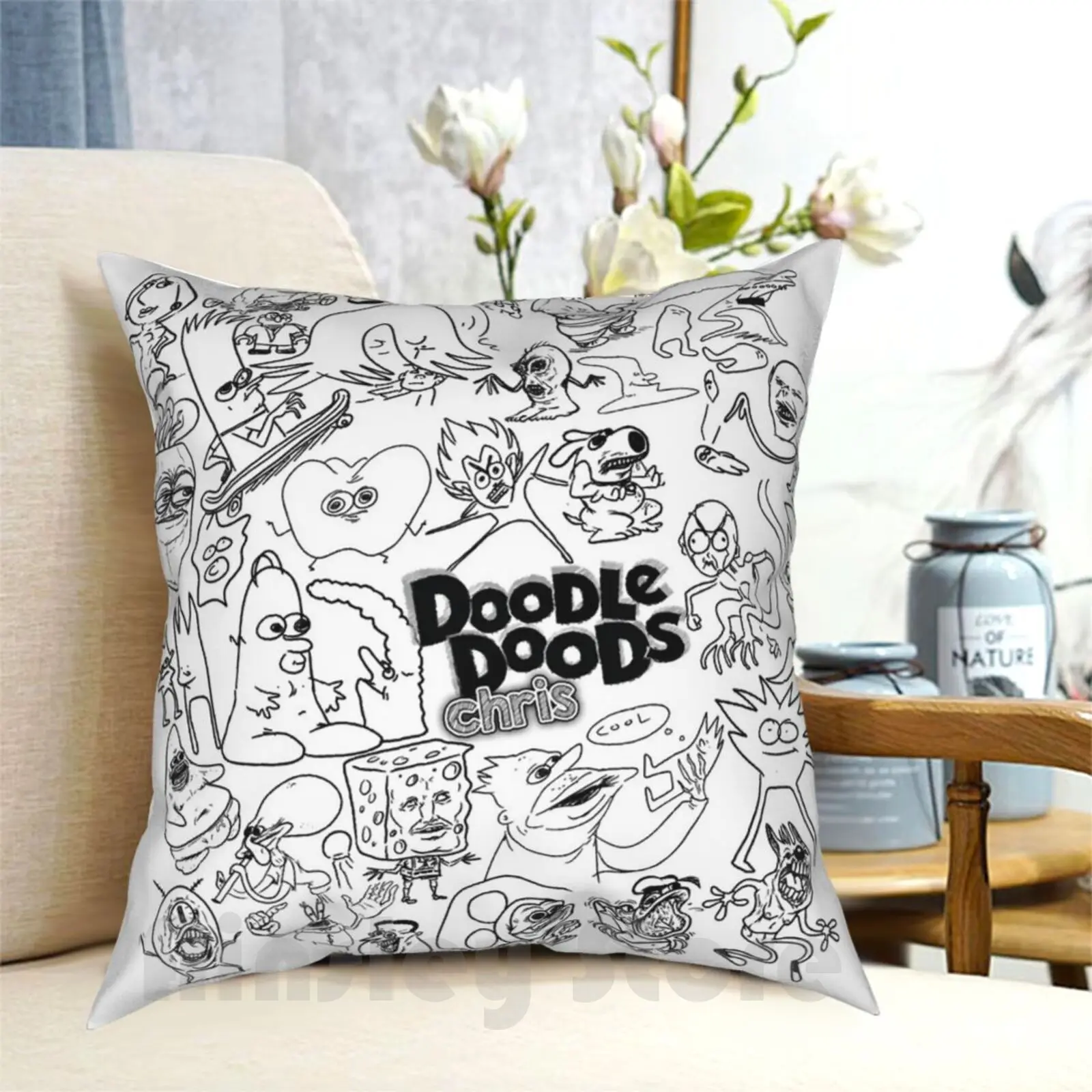 Doodle Doods-Chris Collage Pillow Case Printed Home Soft DIY Pillow cover Chris Oneyng Oney Doodle Doods Doodle Game Grumps