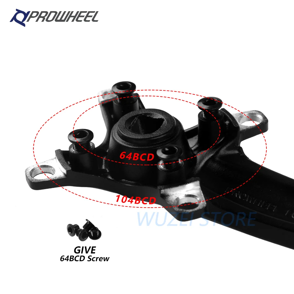 Prowheel Mountain Bike crank Sprockets 170/75mm Square Hole Crank 30/32/34/36/38/40/42/44/46/48/50/52T Sprocket 104BCD MTB Parts