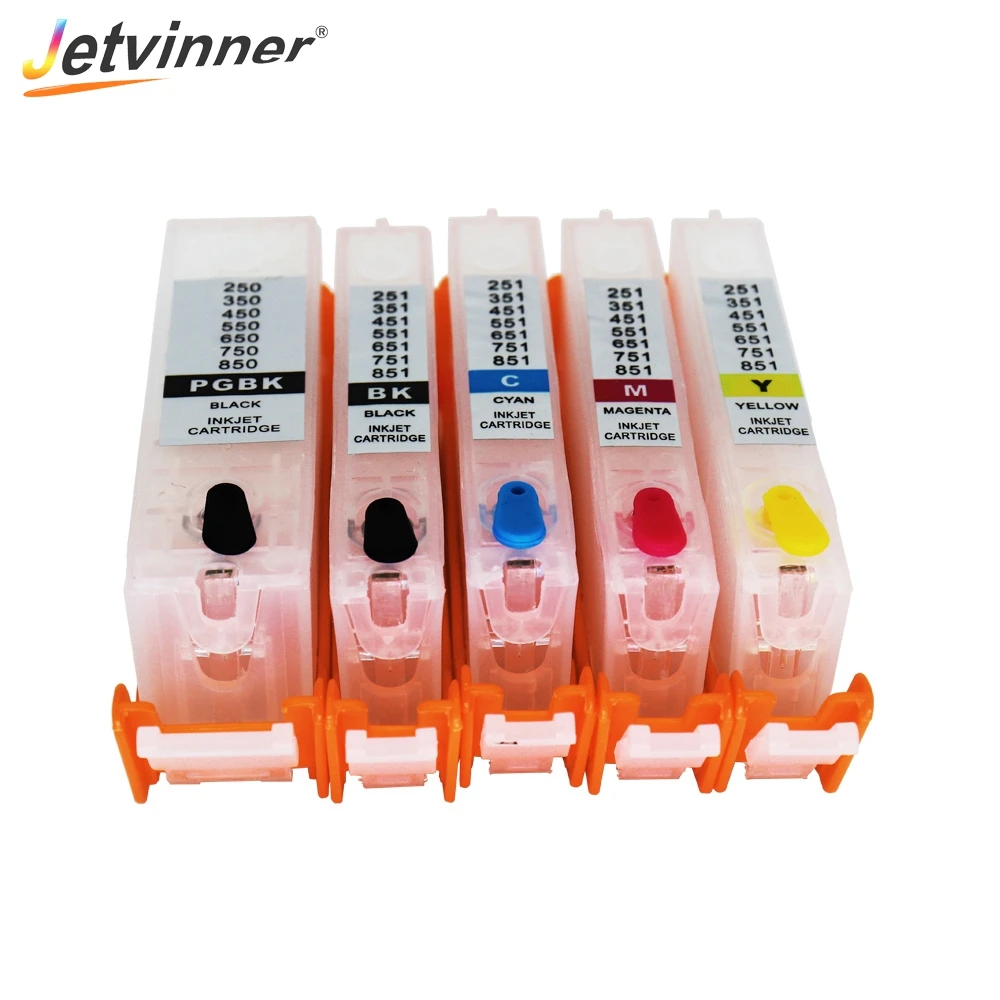 Jetvinner 5-color 550 551 Ink Cartridge With Chips For Canon PIXMA IP7250 MG5450 MX725 MX925 MG6450 MG5550 IX6850 MG5650 Printer