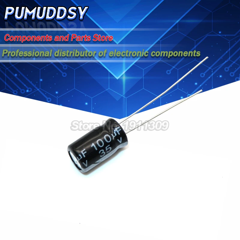 

50PCS Higt quality 35V100UF 6*12mm 100UF 35V 6.3*12 Electrolytic capacitor