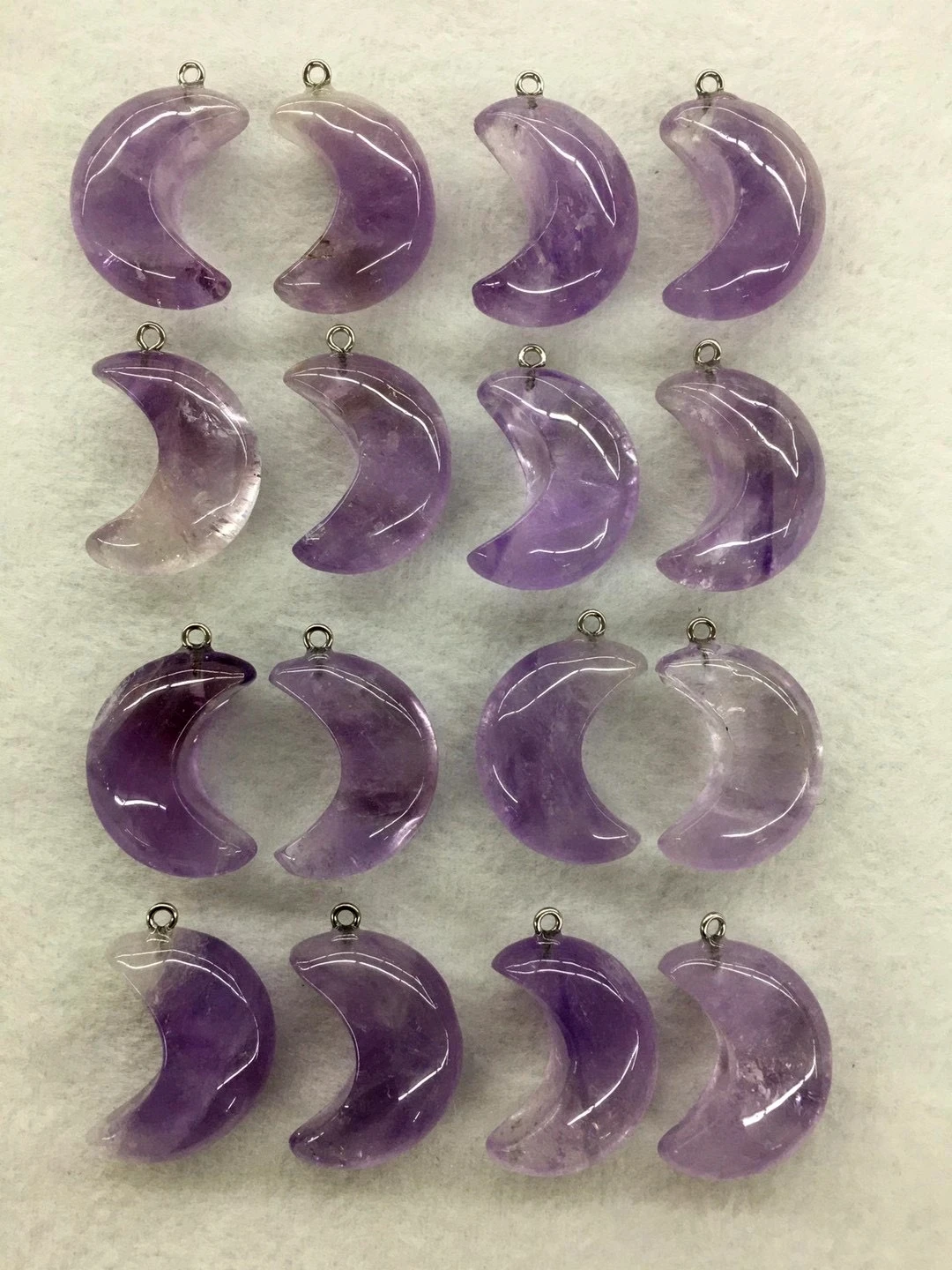 

Wholesale 10pcs/Pack Lavender Amethyst Stone Bead Pendant,Moon Shape Gem Stone Jewelry Necklace DIY,30x12mm