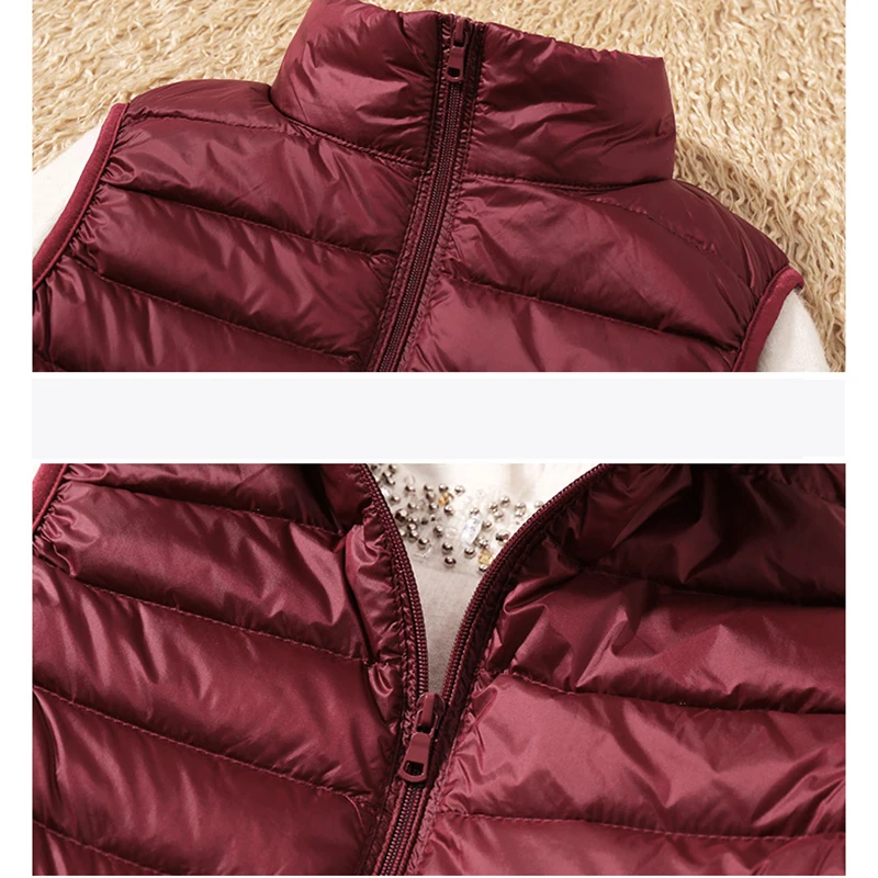 2024 New Women 90% White Duck Down Vest Women\'s Ultra Light Duck Down Vest Jacket Autumn Winter High Collar Sleeveless Coat