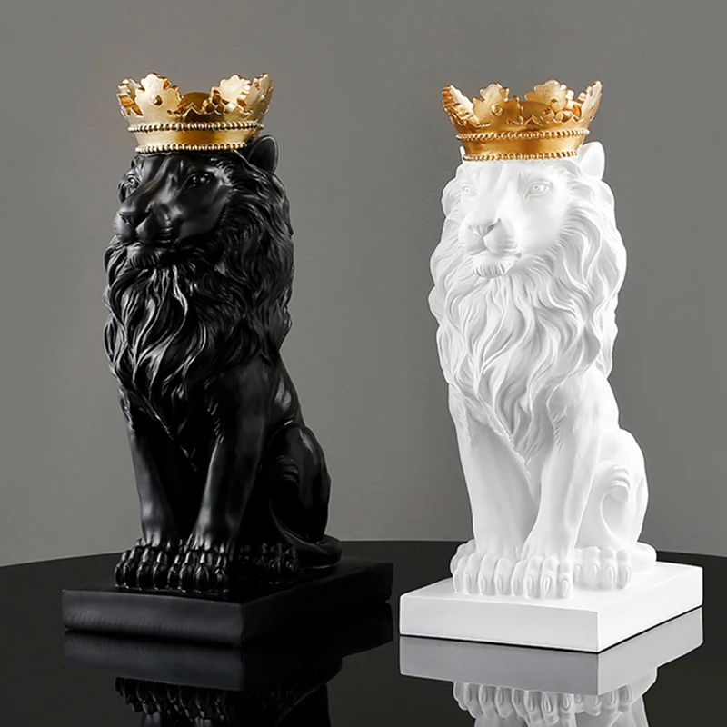 Imagem -02 - Home Sala Decoração Acessórios 3d Lion Head Estátua Nordic Decor Tabela Ornamentos Estatuetas de Animais Escultura Decorativa