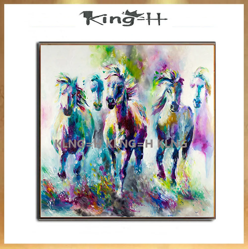 

Free Shipping High Quality Hand-painted Abstract Horse Oil Painting On Canvas Handmade Beautiful Horse Painting For Living Room