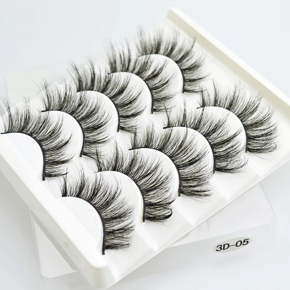 Faux-cils naturels épais, 5 paires, extensions de cils réutilisables 3D, maquillage doux et facile à porter