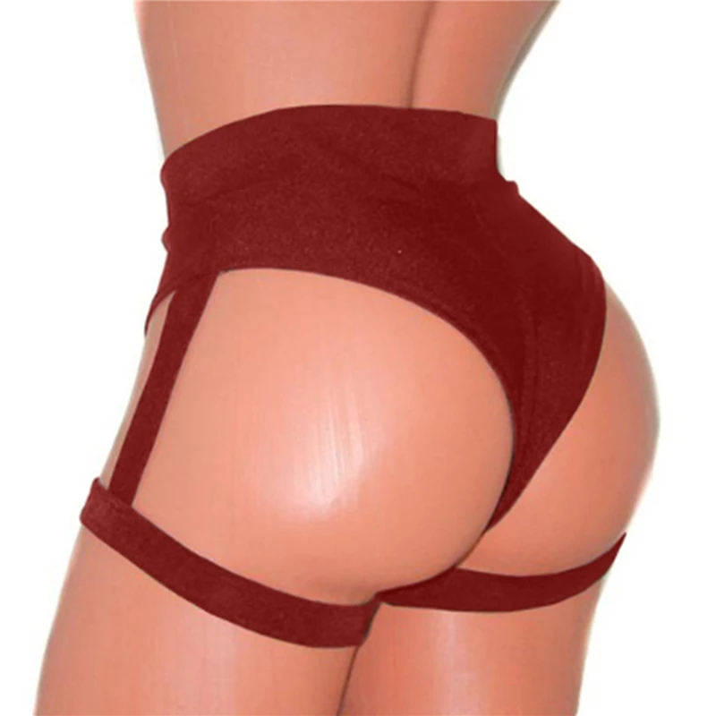 Women Pure Color Pole Booty Bottoms Hot Cheeky Pants for Twerk High Waist Exotic Shorts