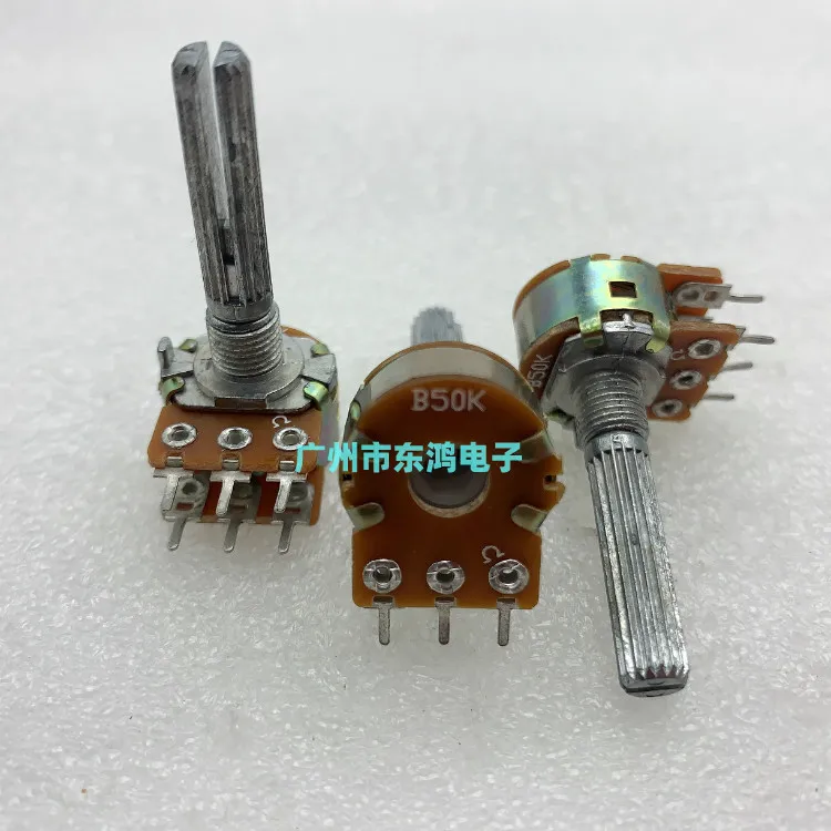 High quality potentiometer rk16 double potentiometer b50kx2 shaft length 30mm wrapped thread