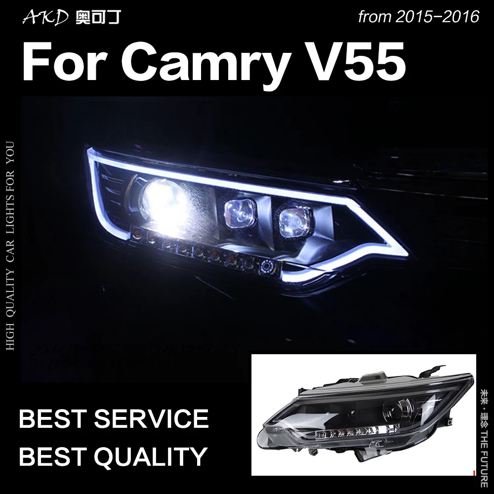 

AKD Car Styling for Toyota Camry Headlights 2015-2016 Camry V55 LED Headlight Eagle Eye Brand DRL Hid Bi Xenon Auto Accessories