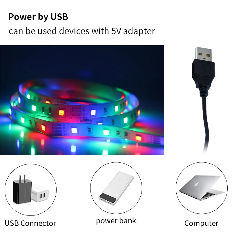 USB Cable Power Supply DC5V LED Strip Light USB 2835 12V NO Waterproof Flexible LED Lamp Diode TV BackLight Lighting Home Decor