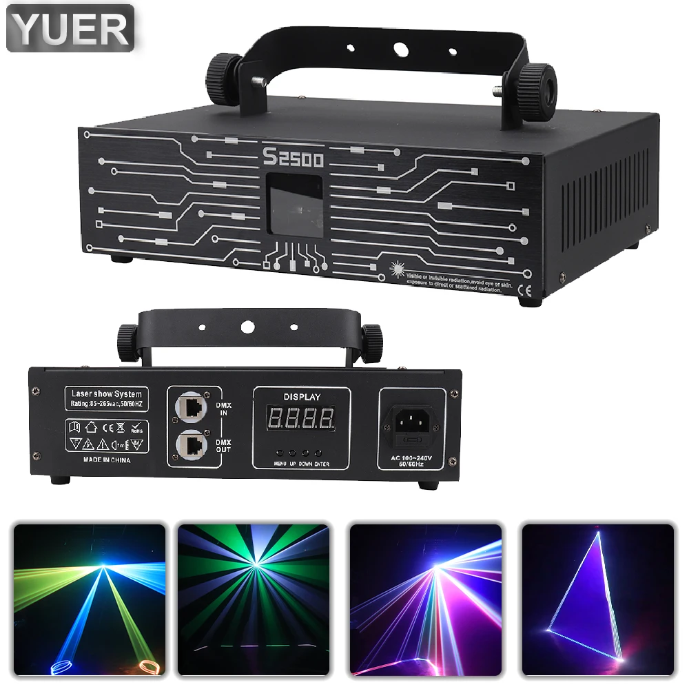 

2.5W Full Color RGB Animation Scanning Effect Laser Light DMX512 Music Control Laser Projector DJ Disco Stage Party Indoor Bar