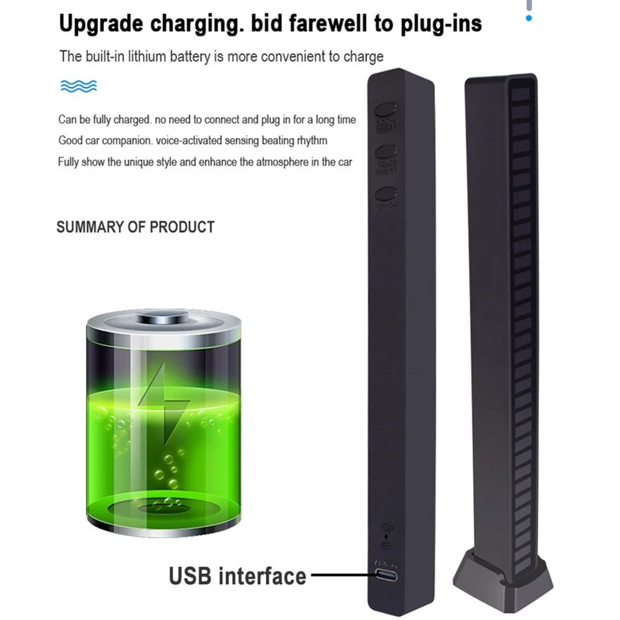 RGBCreative Music Sound Control LED Level Light Bar novità ritmo lampada PC Desktop installazione retroilluminazione Car Vehicle Atmosphere Light