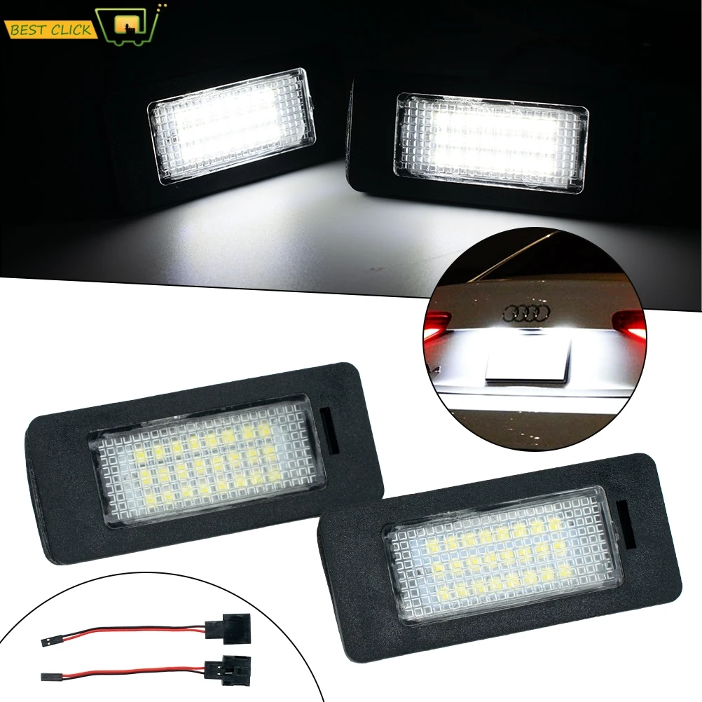 2PC Number Plate lights Rear Licence Number Plate Lamps For Audi A1 A4 B8 A5 S5 A6 S6 A7 Q5 TT TTS  2D For VW Canbus 6000K White