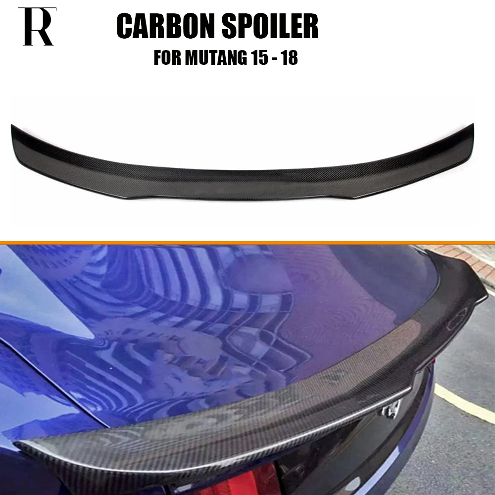 V Style Carbon Fiber Rear Trunk Lip Wing Spoiler for Mustand 2015 - 2019