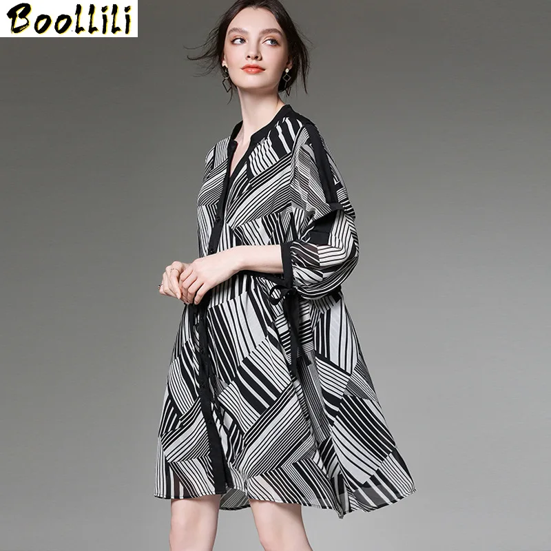 

Vintage Elegant Boollili Summrt Dress 2023 Chiffon Mini Spring Dress Women Clothes Ladies Dress Plus Size Black Dress Vestido