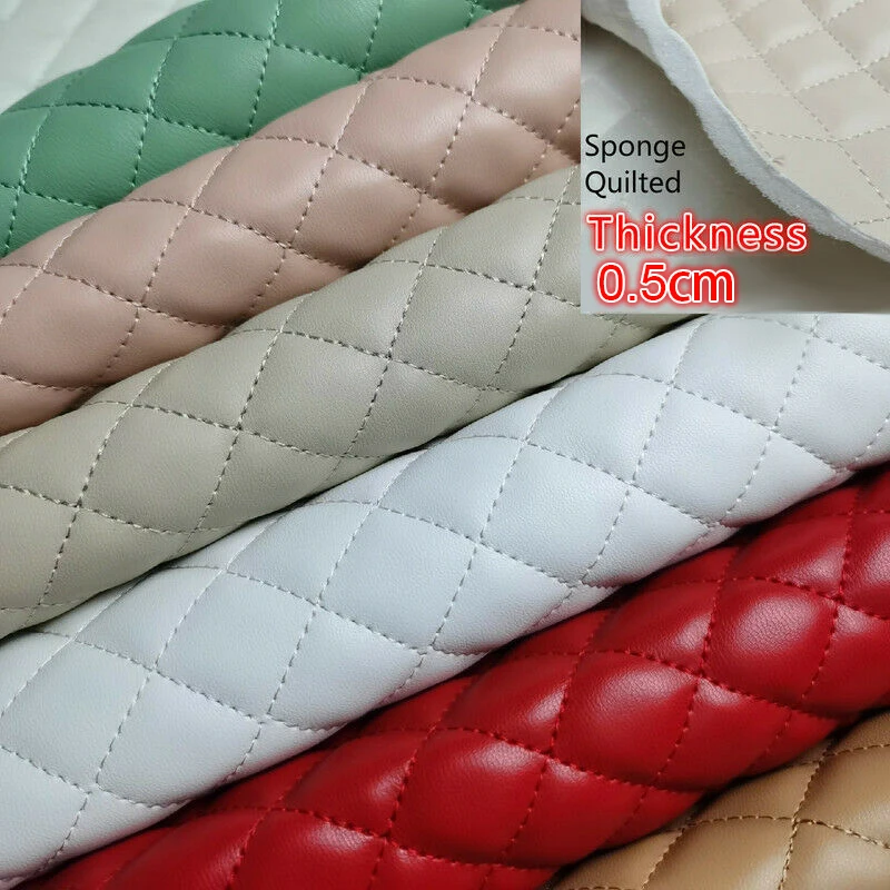 

91*137cm Thick Sponge Artificial PU Leather Fabric Home Decor DIY Car Interior Upholstery Headboard Furniture Shoe Bag Material