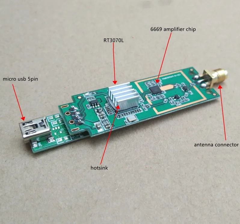 Taidacent-Amplificador de alta potencia 6669, módulo WIFI, 5V, 150Mbps, 802.11n, tarjeta de red inalámbrica USB, RT3070L, RT3070