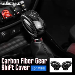 AMBERMILE Real Carbon Fiber for Mini Cooper F54 F55 F56 F57 F60 Countryman Accessories Interior Trim Car Gear Shift Knob Cover