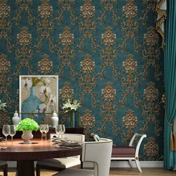 European Style Luxury Non-woven Wallpaper 3D Embossed Damascus Living Room TV Sofa Bedroom Retro Home Decor Wall Paper Sticker